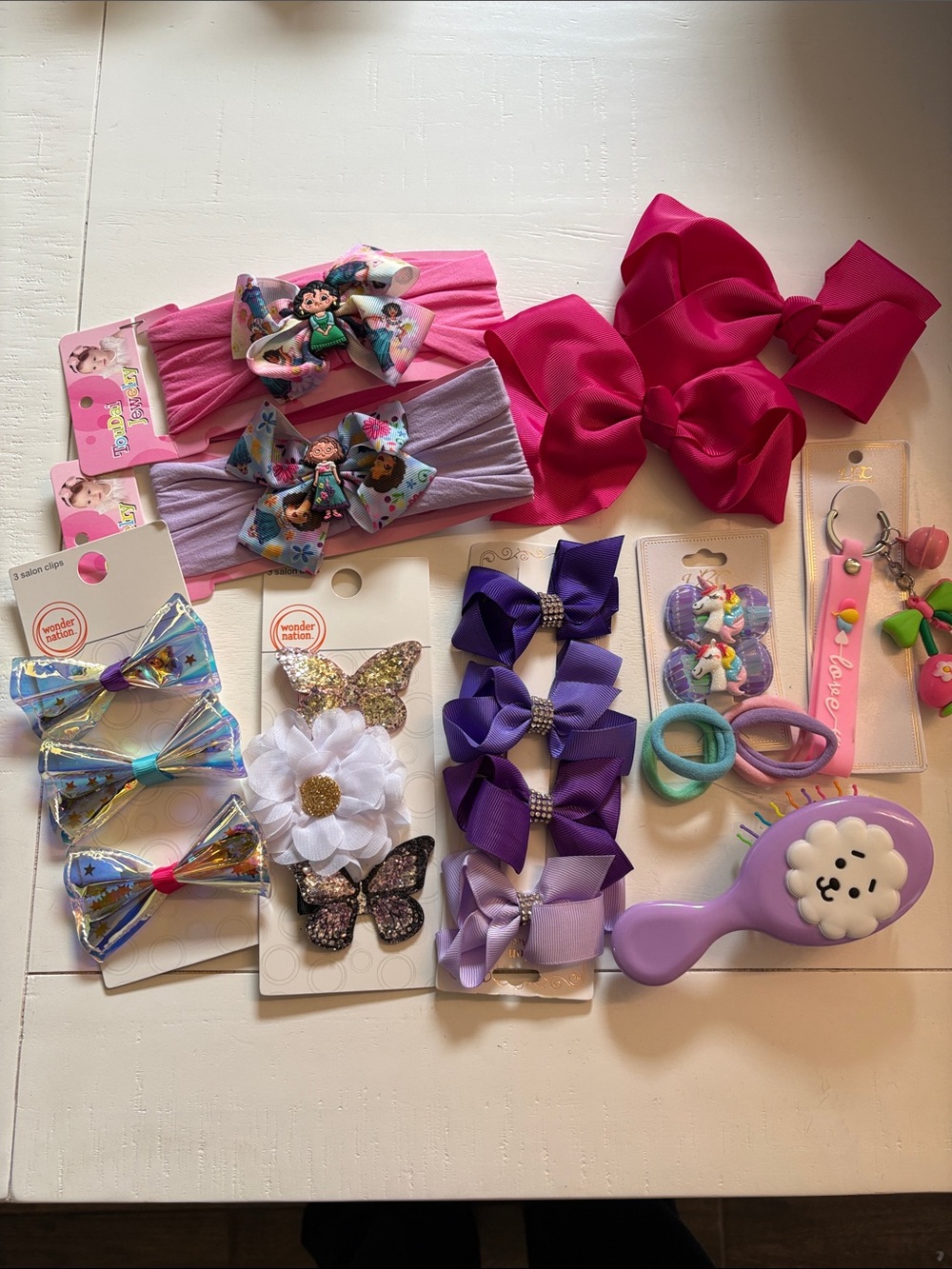 Girls Hair Accessory Bundle - Hot Pink, Purple, White, Lavender, Teal
